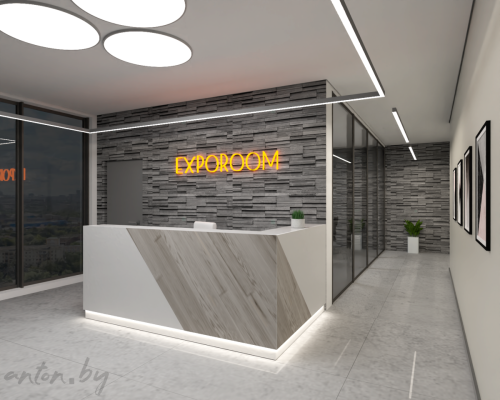 Интерьерное решение зоны reception Exporoom