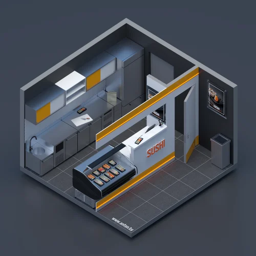 Corner sushi (lowpoly)